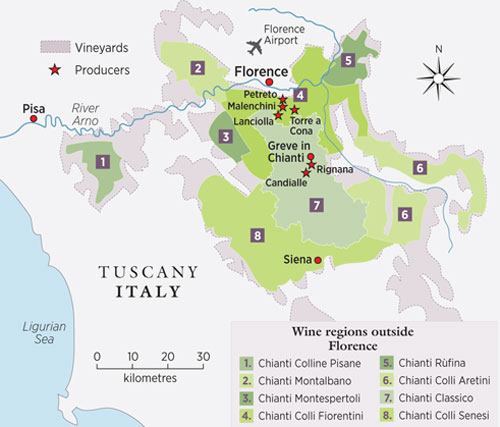 Florence winery map