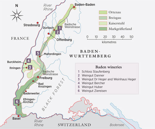 Baden winery map