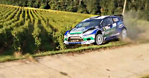 rally car in vineyard