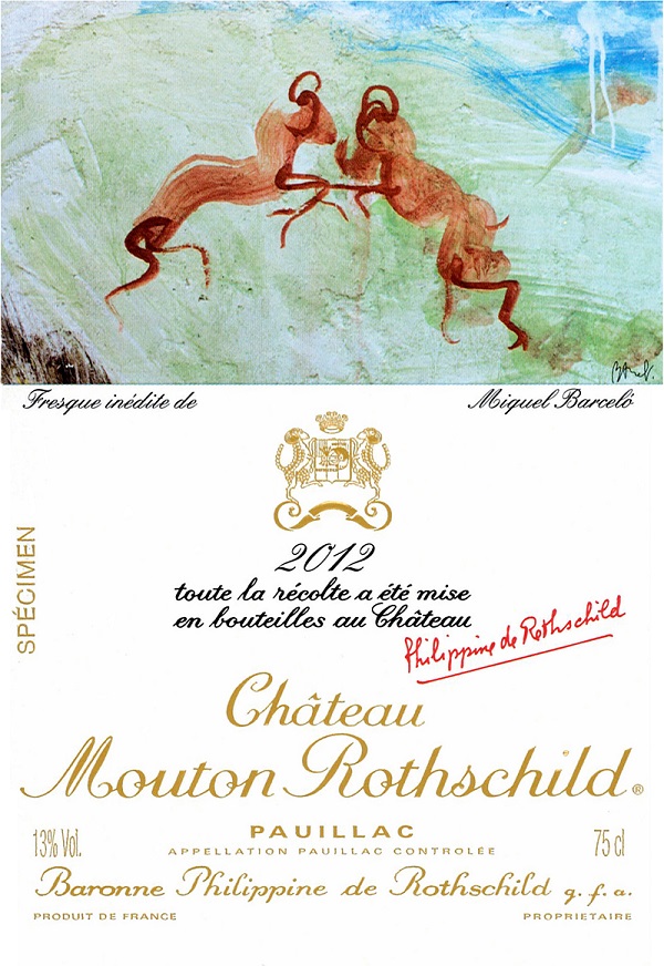 Mouton Rothschild's 2012 vintage label